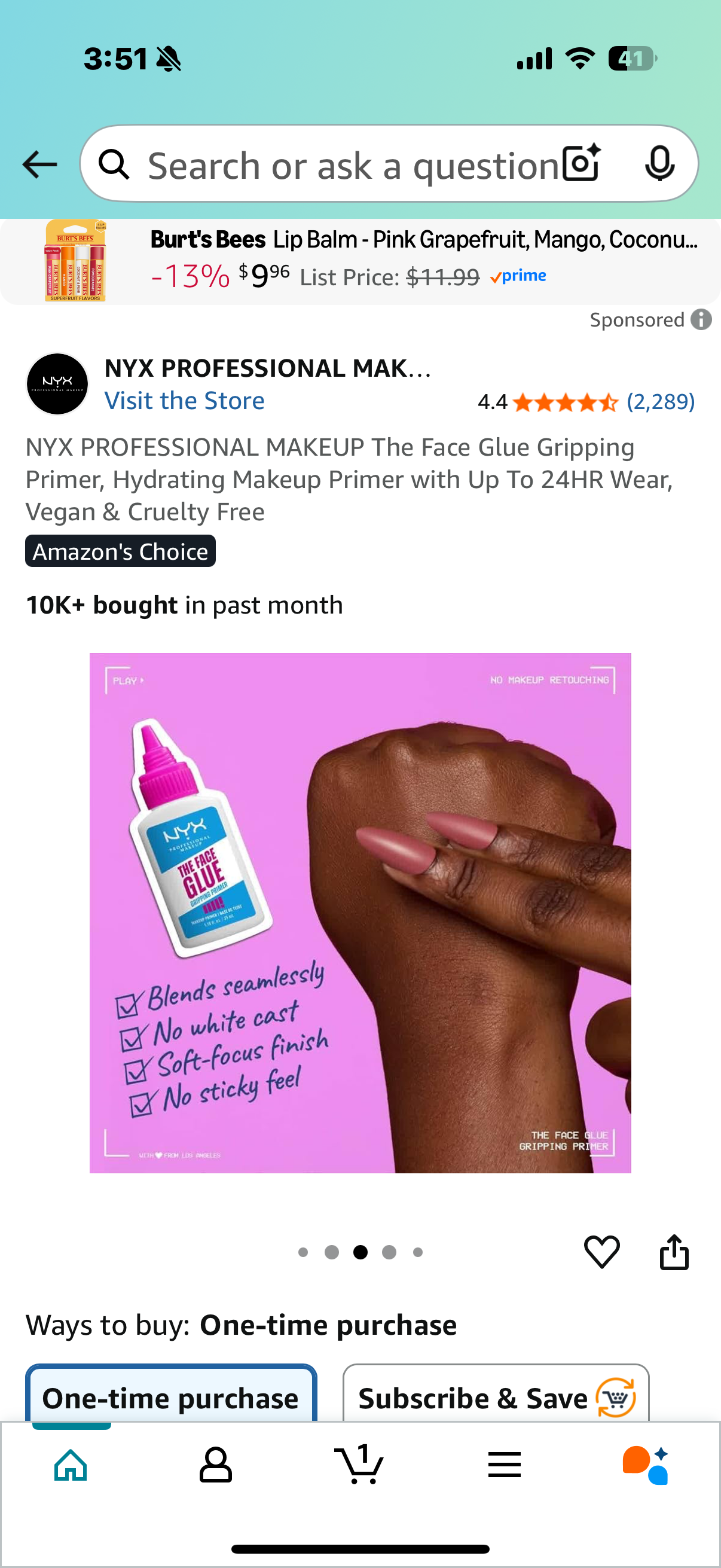NYX PROFESSIONAL MAKEUP The Face Glue Gripping Primer, Hydrating Makeup Primer with Up To 24HR Wear, Vegan & Cruelty Free Mo