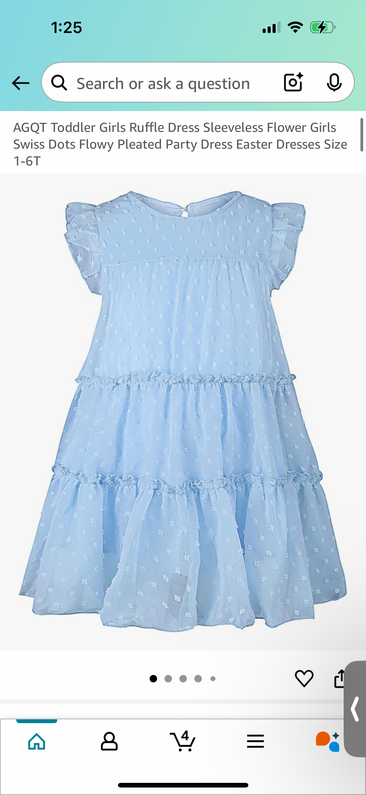Toddler Girls Ruffle Dress, Swiss Dots Flowy Pleated Party (Size 5T)