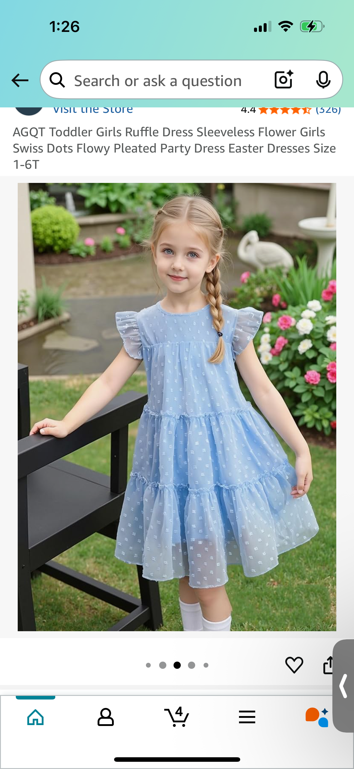 Toddler Girls Ruffle Dress, Swiss Dots Flowy Pleated Party (Size 5T)
