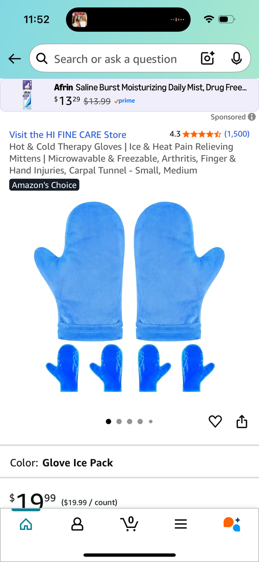 Hot & Cold Therapy Gloves | Ice & Heat Pain Relieving Mittens | Microwavable & Freezable, Arthritis, Finger & Hand Injuries, Carpal Tunnel - Small, Medium