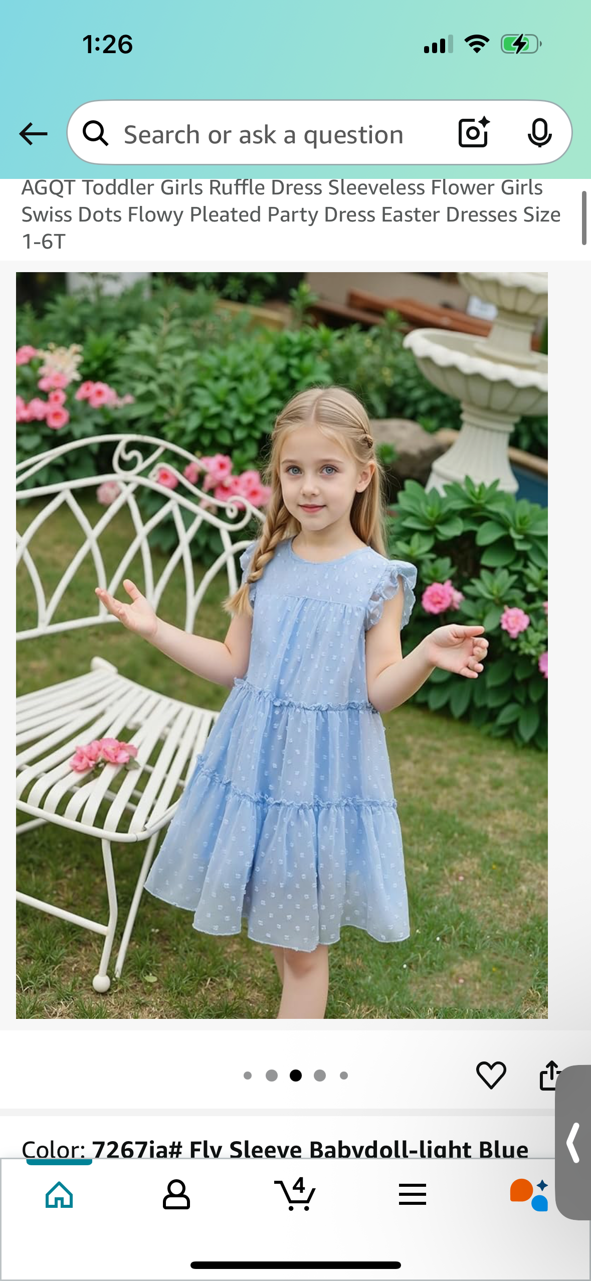 Toddler Girls Ruffle Dress, Swiss Dots Flowy Pleated Party (Size 5T)