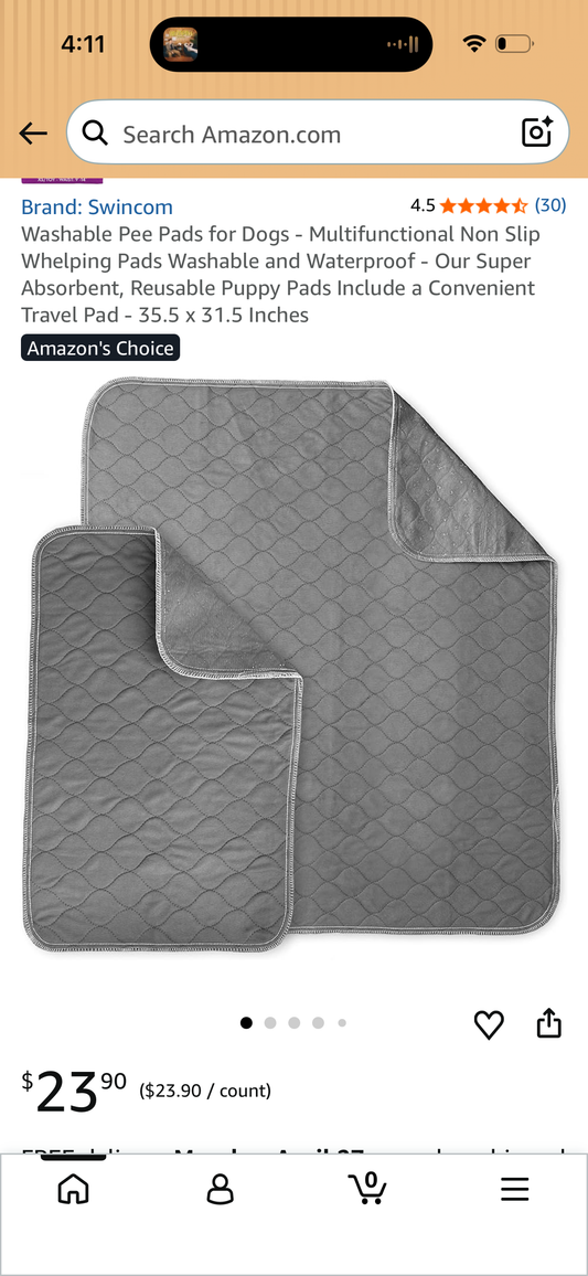 Washable Pee Pads for Dogs - Multifunctional Non Slip Whelping Pads Washable and Waterproof - Our Super Absorbent, Reusable Puppy Pads Include a Convenient Travel Pad - 35.5 x 31.5 Inches