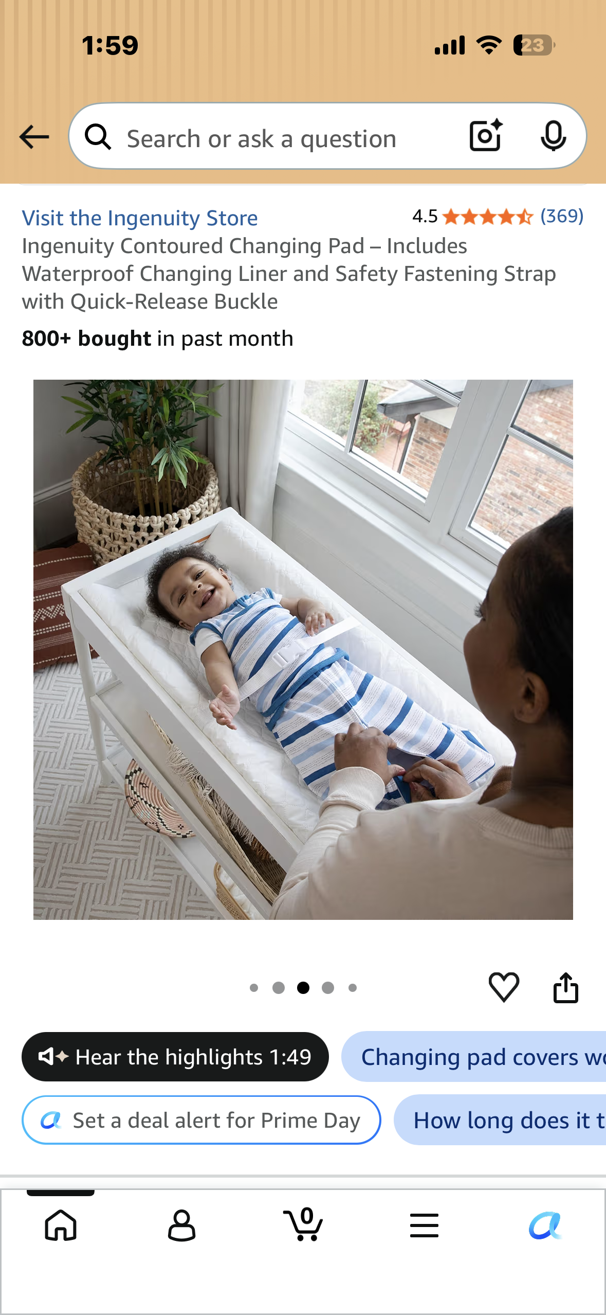 Ingenuity Contoured Changing Pad – Includes Waterproof Changing Liner and Safety Fastening Strap with Quick-Release Buckle