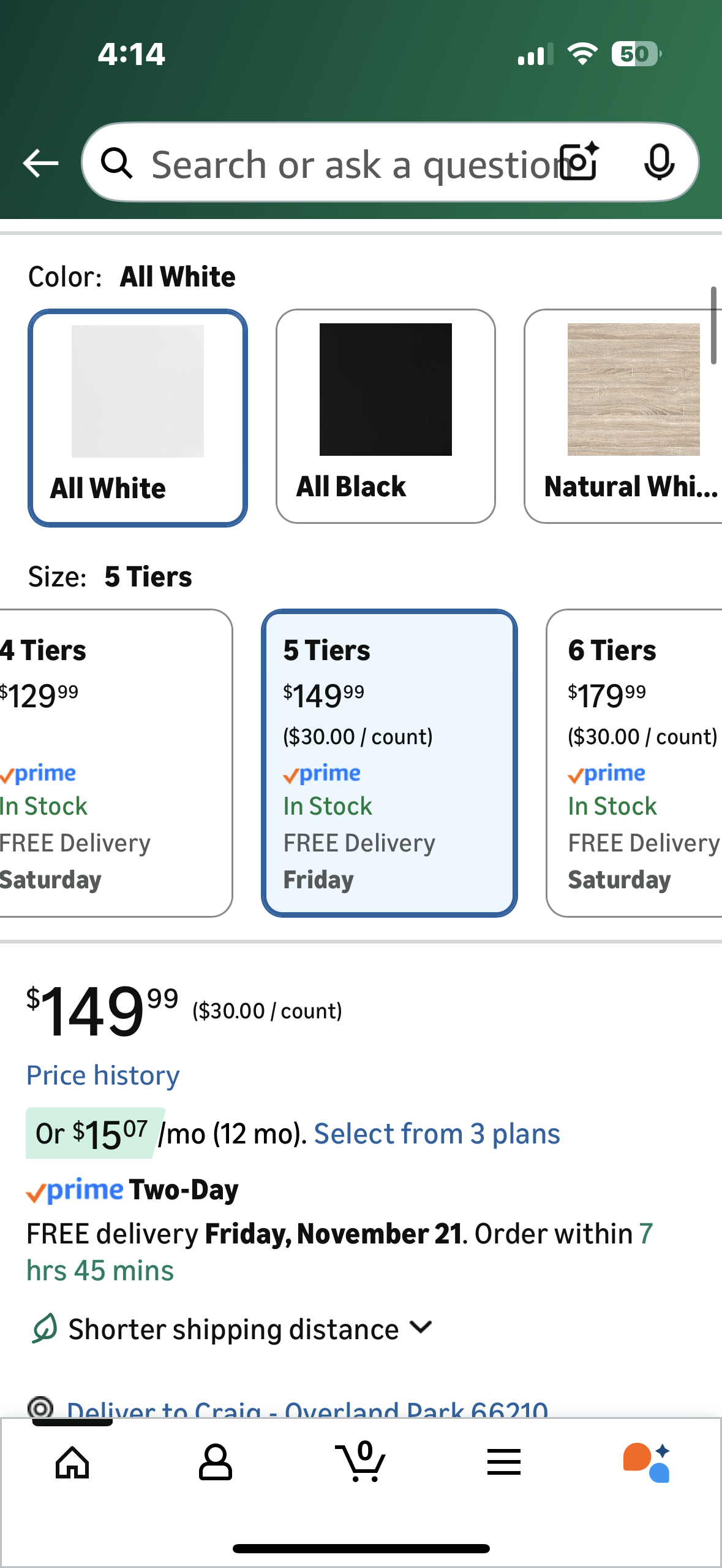 4NM 5 Tier Folding Bookshelf, No Assembly, Storage Shelves Vintage Bookcase, Standing Rack, Study Organizer, Home Office (All White) (G922)