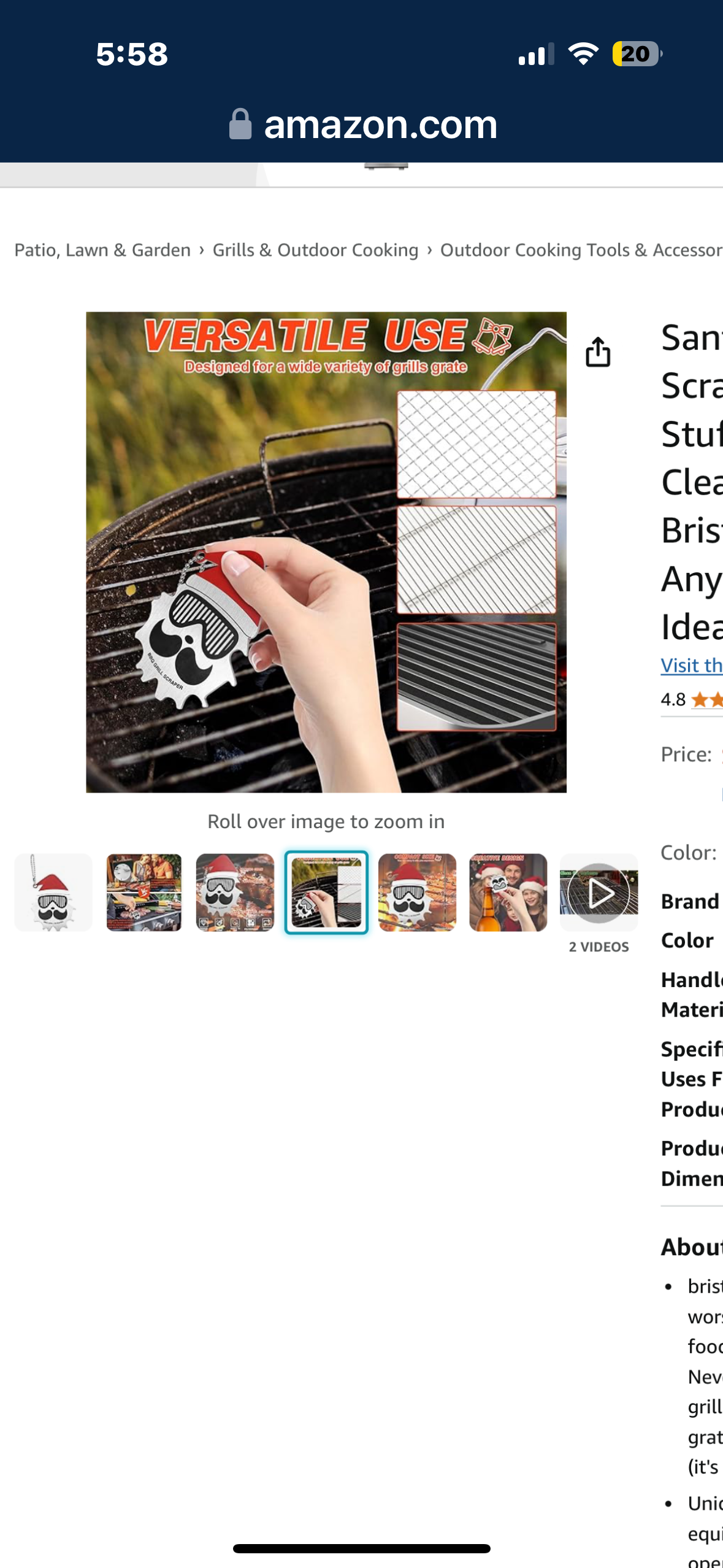 2 packages BBQ Grill Scraper, Cleaning Tool, Safe Bristle Free Fits Almost Any Grill, Accessories