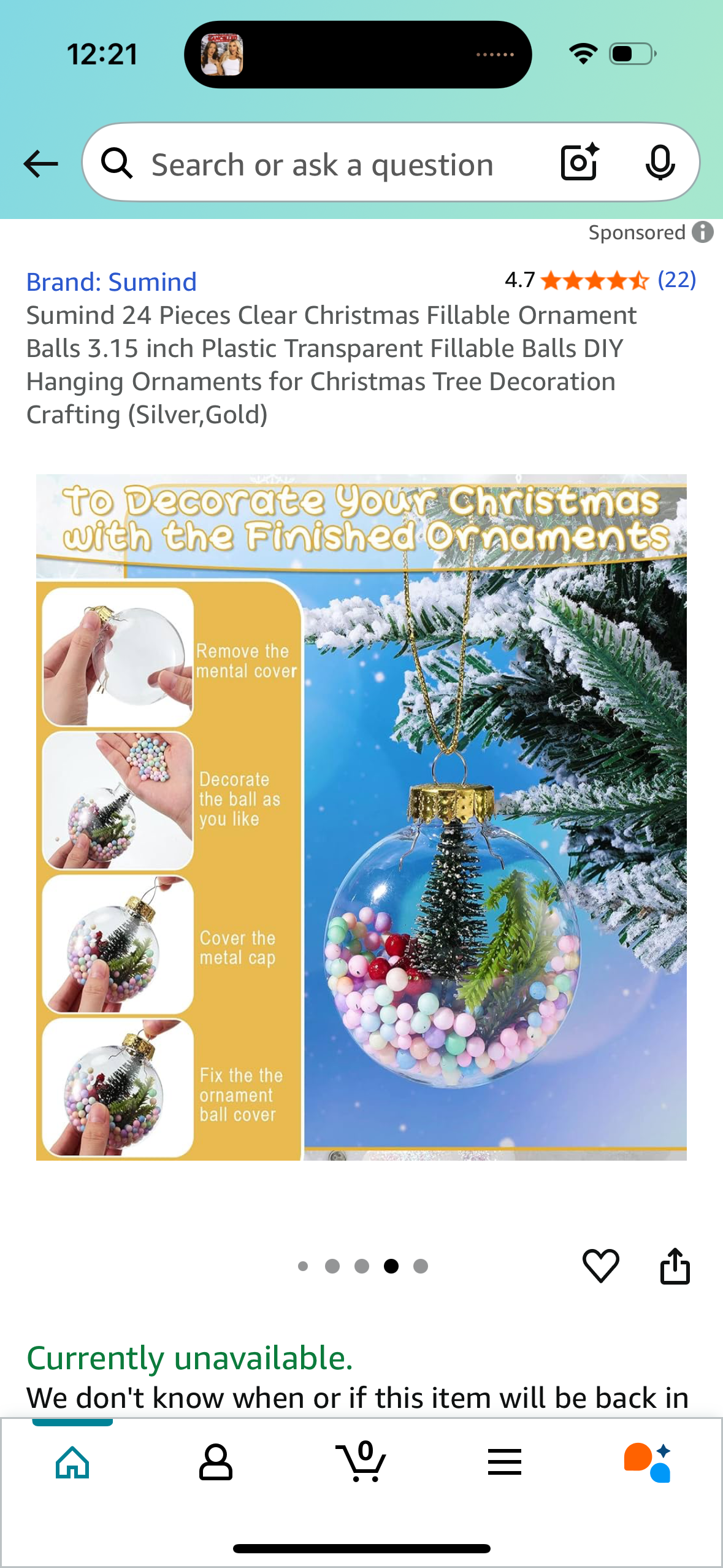 Sumind 24 Pieces Clear Christmas Fillable Ornament Balls 3.15 inch Plastic Transparent Fillable Balls DIY Hanging Ornaments for Christmas Tree Decoration Crafting (Silver,Gold)