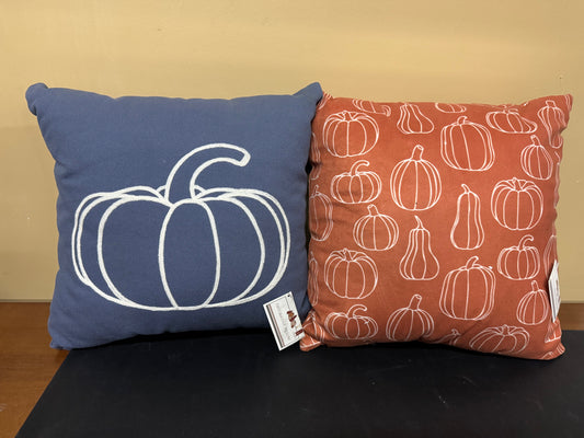 Set of 2 Pumpkin Throw Decorative Pillows 14in x 14in