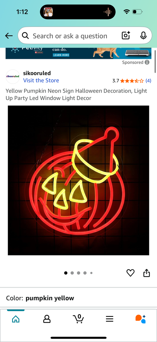 Yellow Pumpkin Neon Sign Halloween Decoration, Light Up Party Led Window Light Decor
