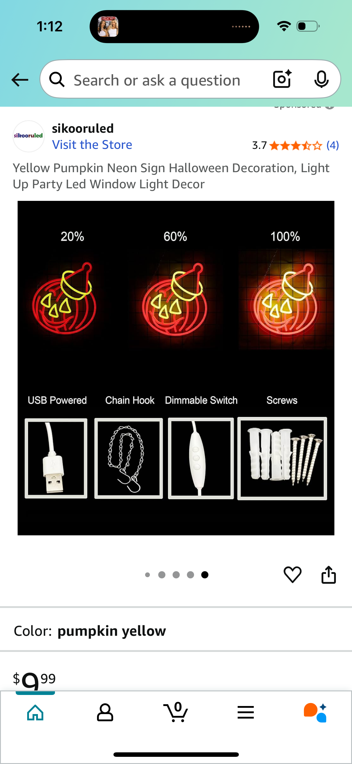 Yellow Pumpkin Neon Sign Halloween Decoration, Light Up Party Led Window Light Decor