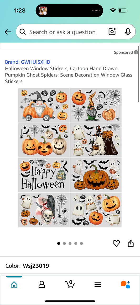 Halloween Window Stickers, Cartoon Hand Drawn, Pumpkin Ghost Spiders, Scene Decoration Window Glass Stickers