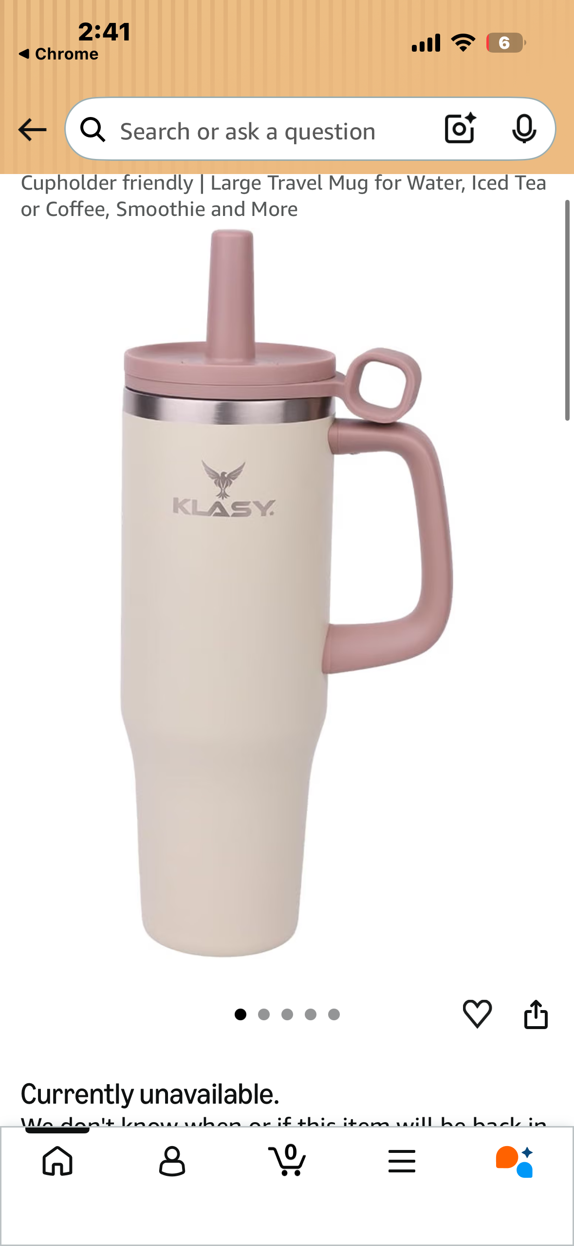 KLASY 40 oz Tumbler with Handle and Straw | Stainless Steel, Double Wall Vacuum Insulated, Dust-Proof Cap | Cupholder friendly | Large Travel Mug for Water, Iced Tea or Coffee, Smoothie and More