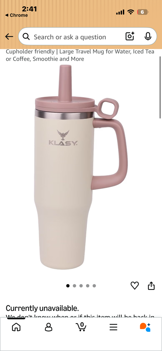 KLASY 40 oz Tumbler with Handle and Straw | Stainless Steel, Double Wall Vacuum Insulated, Dust-Proof Cap | Cupholder friendly | Large Travel Mug for Water, Iced Tea or Coffee, Smoothie and More