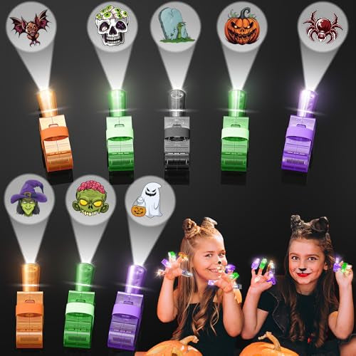 Halloween Party Favors, 48 Pcs Halloween Finger Lights for Kids Halloween Light Up Toys Bulk Glow Halloween Goodie Bag Fillers Supplies Non Candy Treats Basket Stuffers Classroom Prizes for Kids Trick