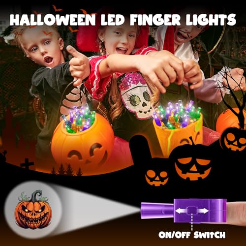 Halloween Party Favors, 48 Pcs Halloween Finger Lights for Kids Halloween Light Up Toys Bulk Glow Halloween Goodie Bag Fillers Supplies Non Candy Treats Basket Stuffers Classroom Prizes for Kids Trick
