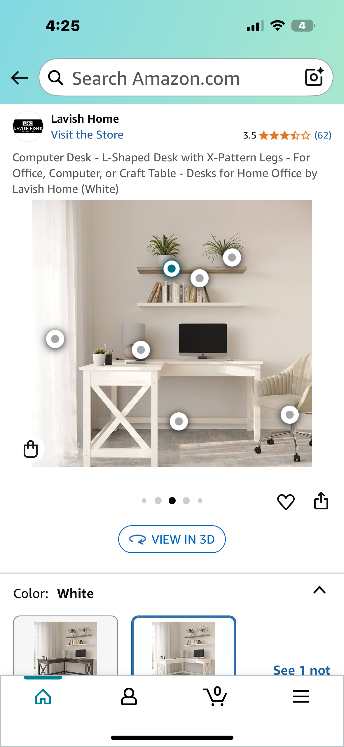 Computer Desk - L-Shaped Desk with X-Pattern Legs - For Office, Computer, or Craft Table  (White) (O443)