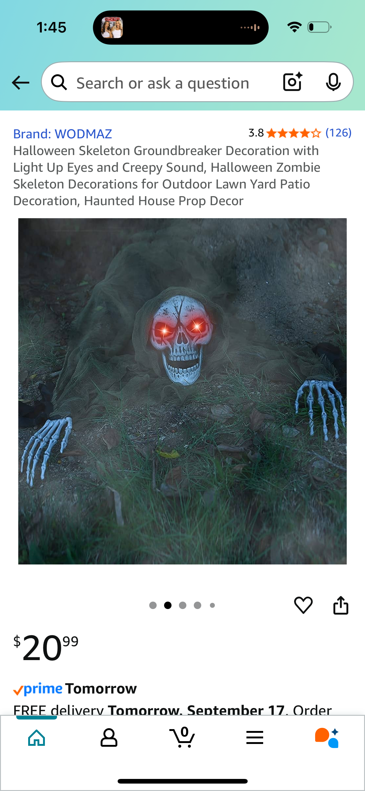 Halloween Skeleton Groundbreaker Decoration with Light Up Eyes and Creepy Sound, Halloween Zombie Skeleton Decorations for Outdoor Lawn Yard Patio Decoration, Haunted House Prop Decor