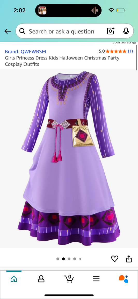 Disney Wish Asha Costume (Size 8-9)