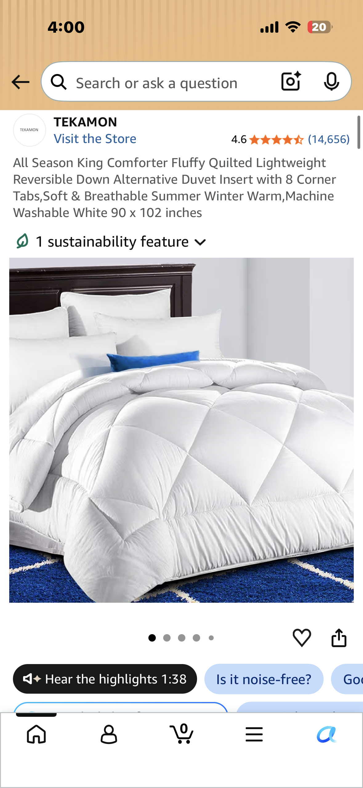 All Season King Comforter, Fluffy, Quilted, Lightweight, Reversible Down Alternative, Duvet Insert with 8 Corner Tabs,Soft & Breathable Summer and Winter, Machine Washable White 90 x 102 inches
