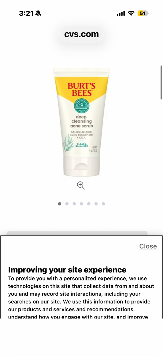 Burt's Bees Burt's Bees Natural Acne Solutions Pore Refining Cleansing Scrub, Exfoliating Face Wash for Oily Skin, 4 Oz (package May Vary), 4 ounces