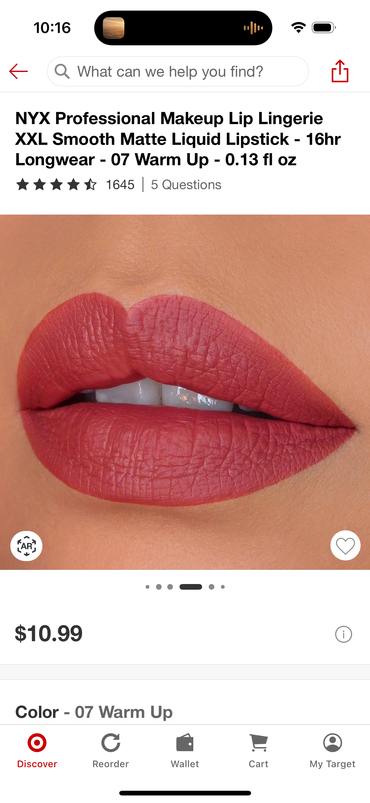 NYX Professional Makeup Lip Lingerie XXL Smooth Matte Liquid Lipstick - 16hr Longwear - 07 Warm Up - 0.13 fl oz