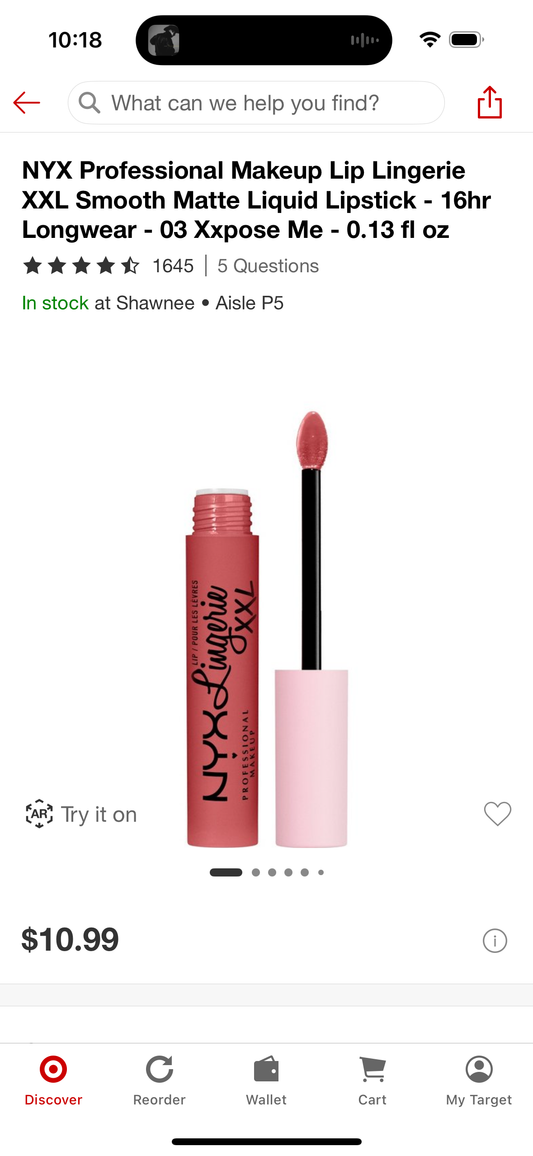 NYX Professional Makeup Lip Lingerie XXL Smooth Matte Liquid Lipstick - 16hr Longwear - 03 Xxpose Me - 0.13 fl oz