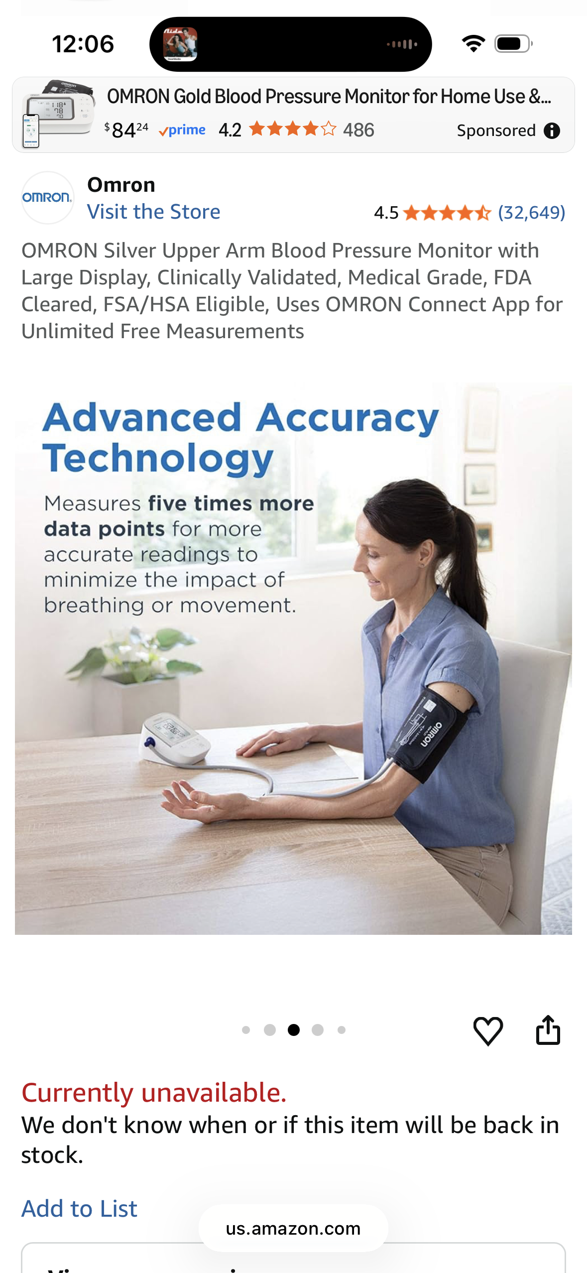 OMRON Silver Upper Arm Blood Pressure Monitor with Large Display, Clinically Validated, Medical Grade, FDA Cleared, FSA/HSA Eligible, Uses OMRON Connect App for Unlimited Free Measurements