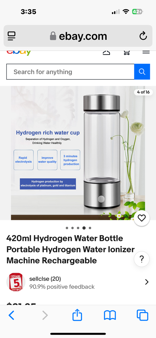 LOYALBASE Hydrohealth 𝐇𝐲𝐝𝐫𝐨𝐠𝐞𝐧 𝐖𝐚𝐭𝐞𝐫 𝐁𝐨𝐭𝐭𝐥𝐞,Portable Hydrogen Water Generator, 420ml Hydrogen Water Ionizer Machine, SPE,3 Minute Quick Electrolysis, Suitable for Office,Travel,Daily Drinking, silver