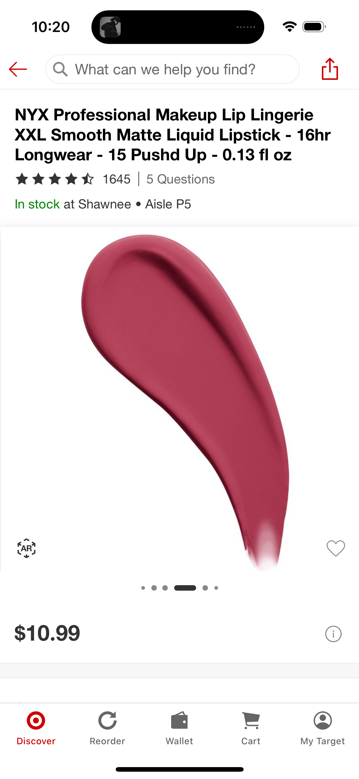 NYX Professional Makeup Lip Lingerie XXL Smooth Matte Liquid Lipstick - 16hr Longwear - 15 Pushd Up - 0.13 fl oz