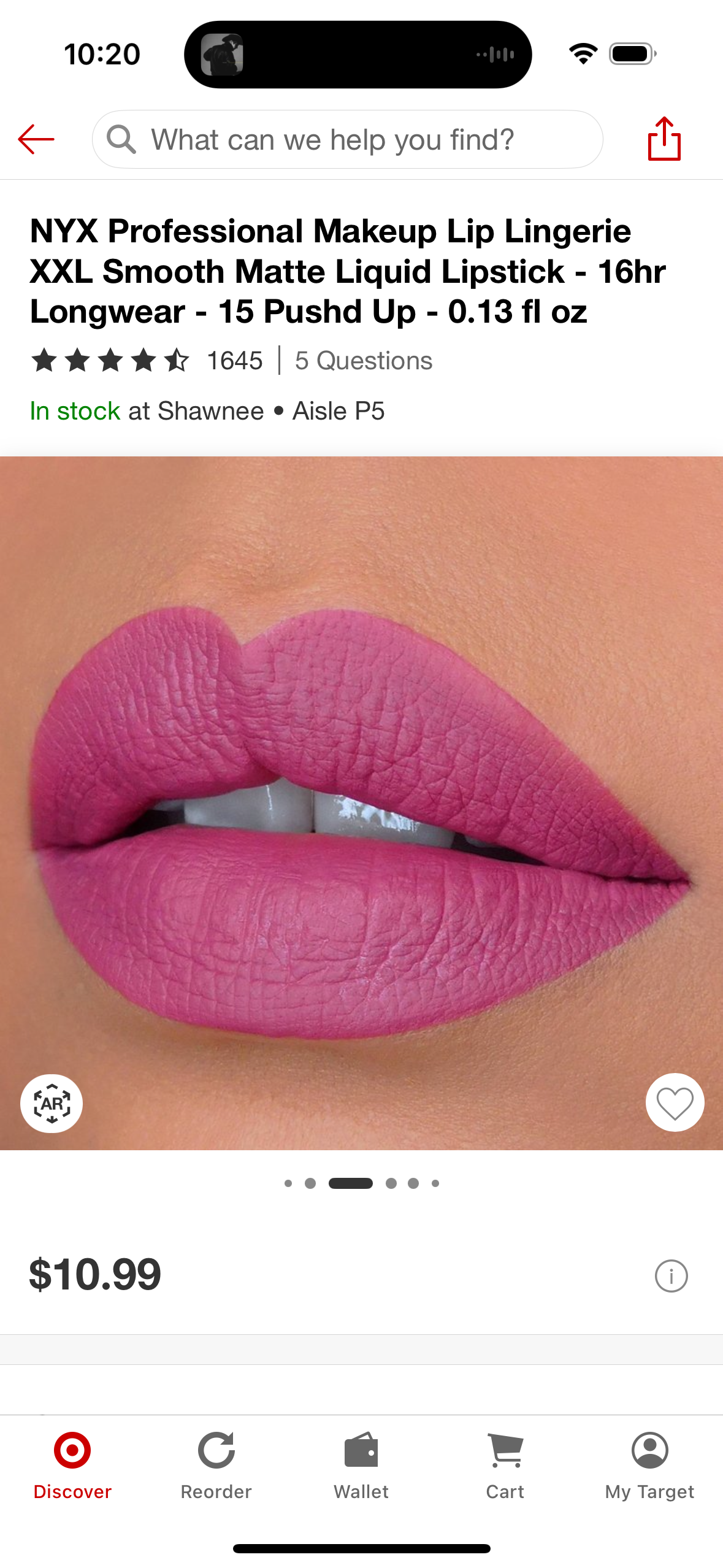 NYX Professional Makeup Lip Lingerie XXL Smooth Matte Liquid Lipstick - 16hr Longwear - 15 Pushd Up - 0.13 fl oz