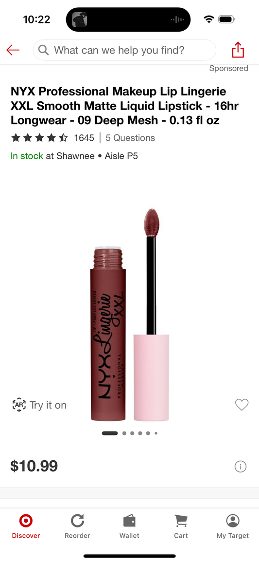 NYX Professional Makeup Lip Lingerie XXL Smooth Matte Liquid Lipstick - 16hr Longwear - 09 Deep Mesh - 0.13 fl oz