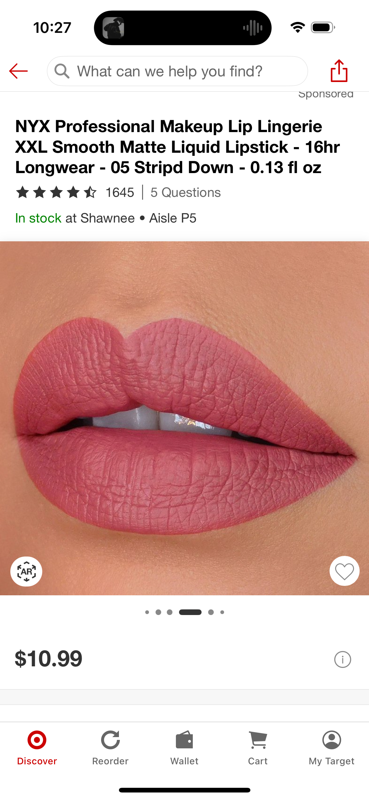 NYX Professional Makeup Lip Lingerie XXL Smooth Matte Liquid Lipstick - 16hr Longwear - 05 Stripd Down - 0.13 fl oz