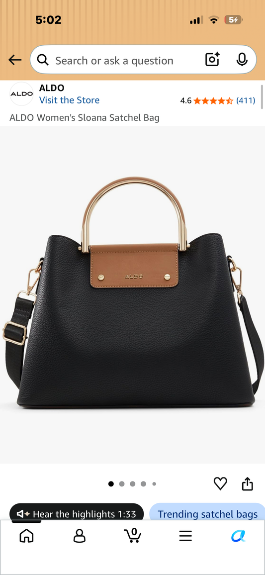 ALDO Women's Sloana Satchel Bag with Crossbody Straps