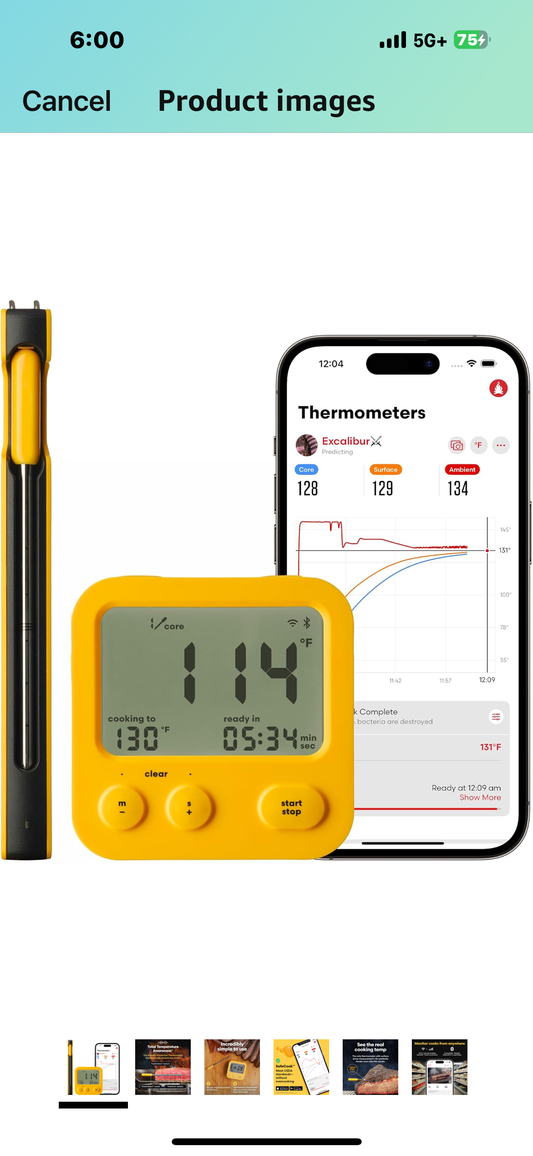Combustion Predictive Thermometer & WiFi Display – 2nd Gen: Wireless Meat Thermometer – Dual WiFi/BLE Connectivity – 8 Sensors – Integrated Food Safety – Accurate Cook-time Predictions – iOS & Android