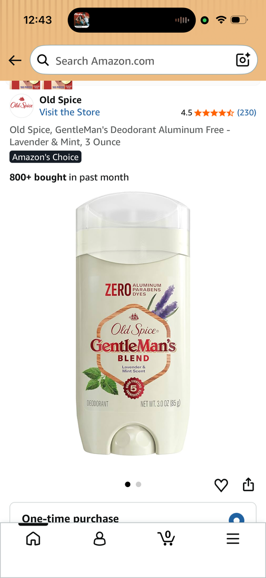 Old Spice, GentleMan's Deodorant Aluminum Free - Lavender & Mint, 3 Ounce