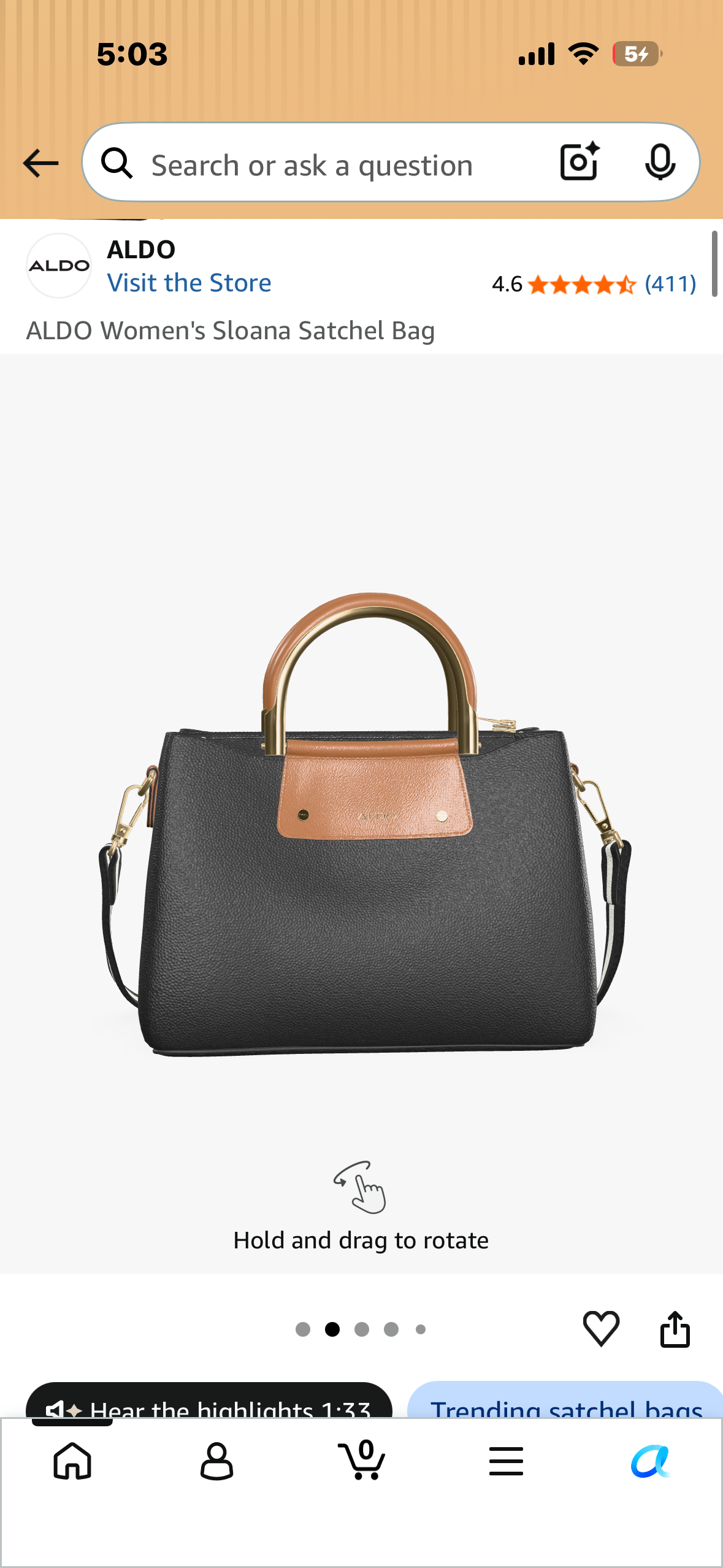 ALDO Women's Sloana Satchel Bag with Crossbody Straps