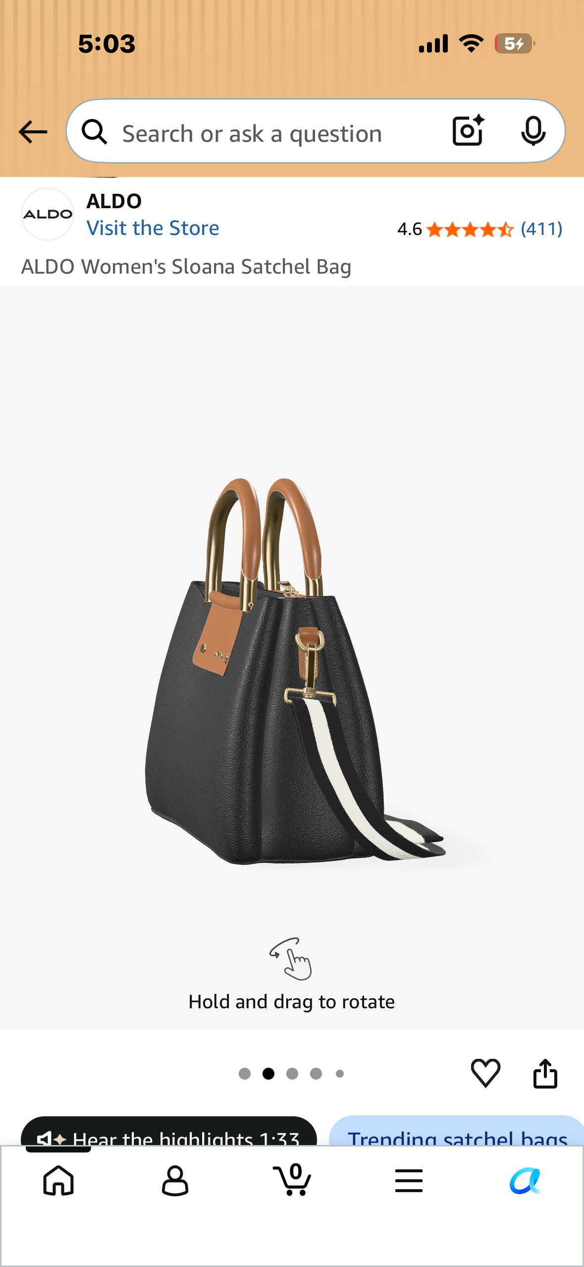 ALDO Women's Sloana Satchel Bag with Crossbody Straps