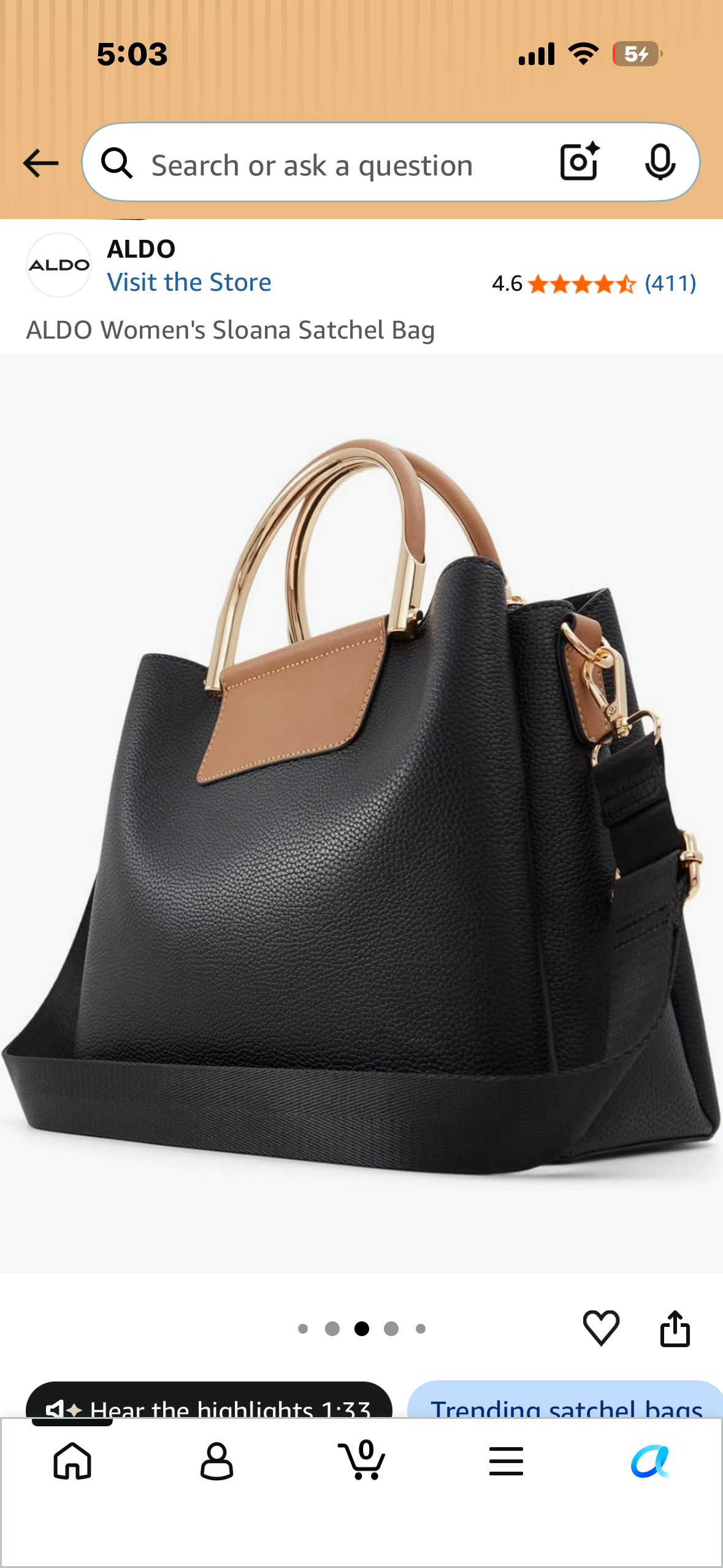 ALDO Women's Sloana Satchel Bag with Crossbody Straps