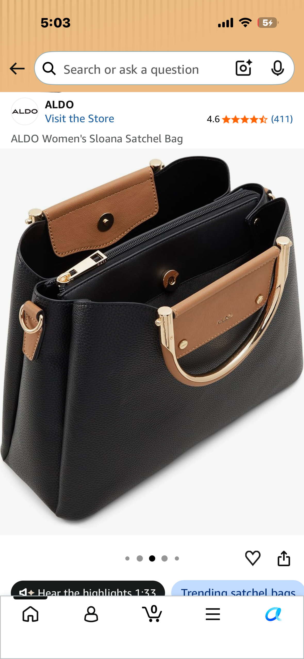ALDO Women's Sloana Satchel Bag with Crossbody Straps