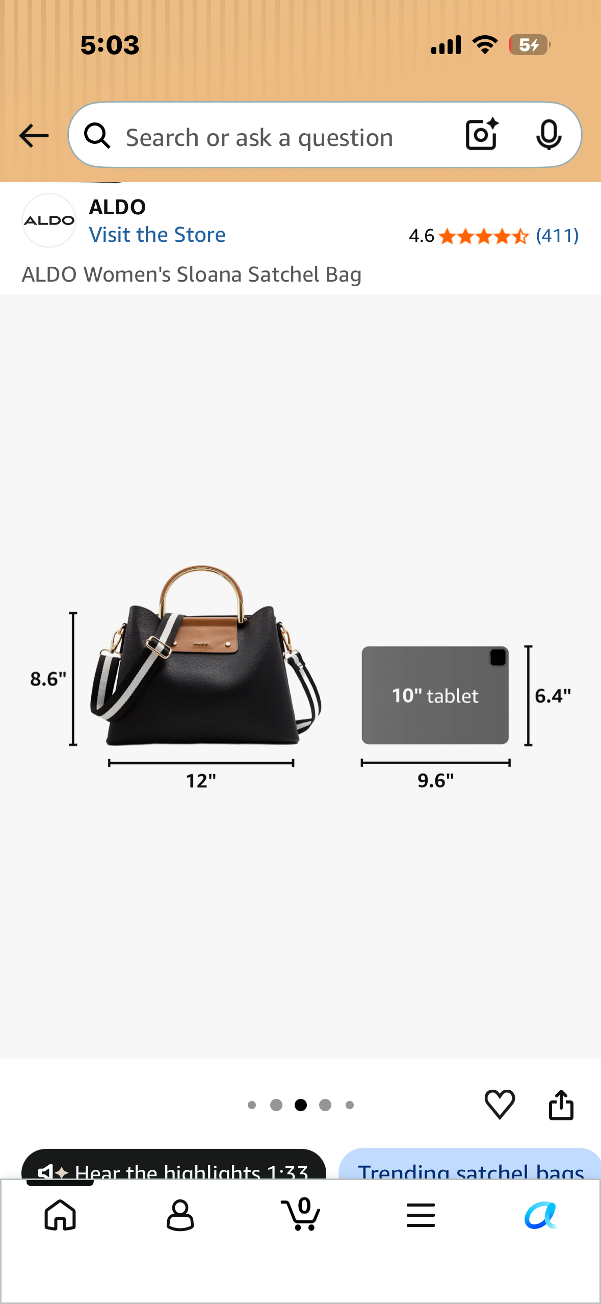 ALDO Women's Sloana Satchel Bag with Crossbody Straps