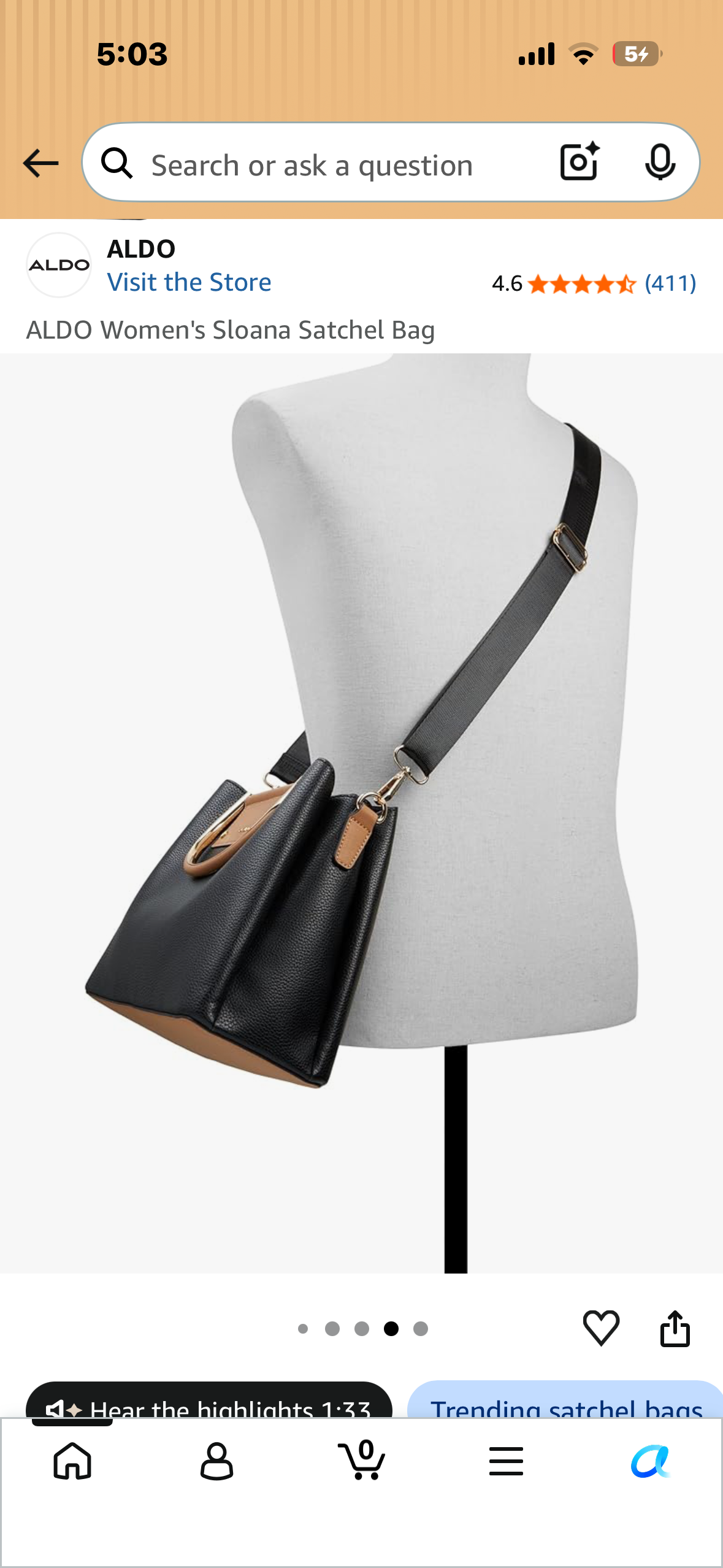 ALDO Women's Sloana Satchel Bag with Crossbody Straps