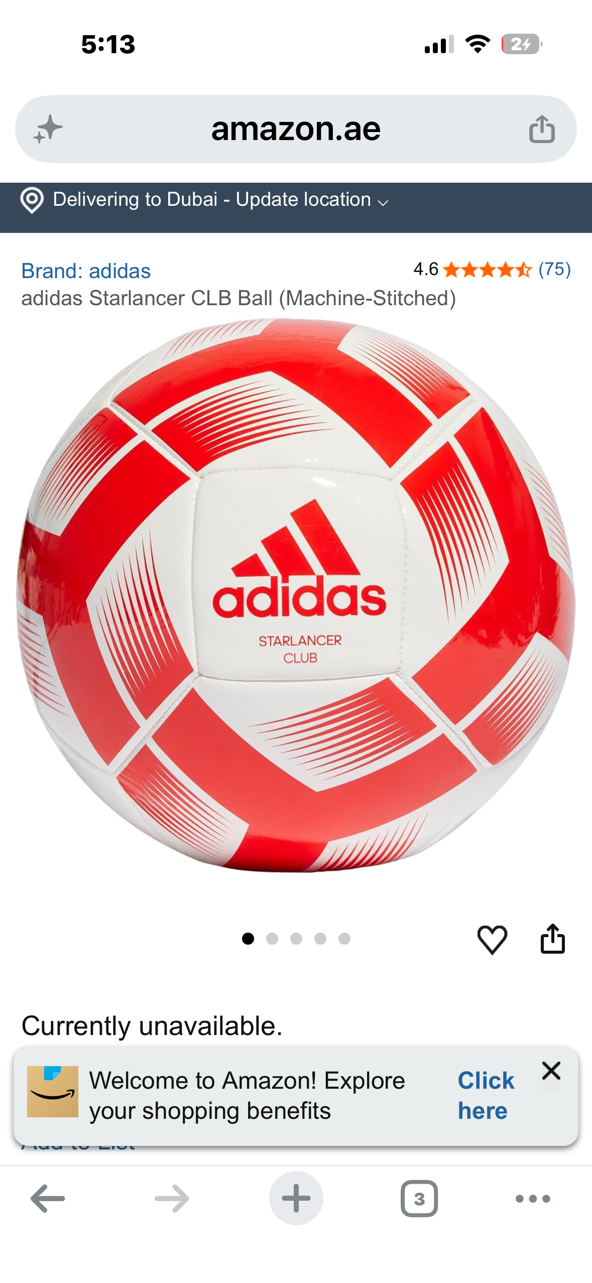 adidas Starlancer Club Soccer Ball (Size 5)