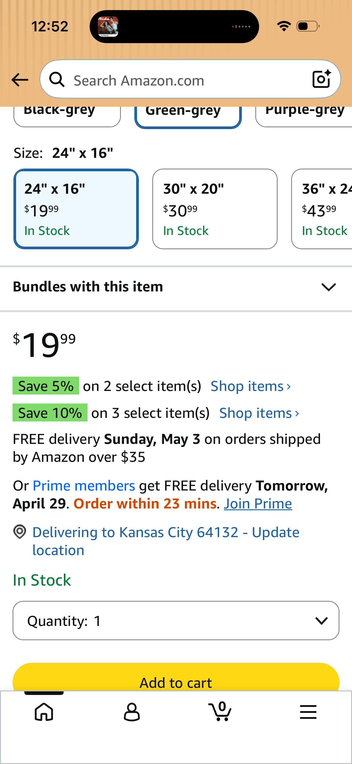 Buganda Microfiber Striped Bathroom Rugs Bath Mat, Extra Thick, Soft and Shaggy, Absorbent, Machine Washable, Bath Rugs for Bathroom, Tub and Shower, 24x16 Inches, Green-Grey