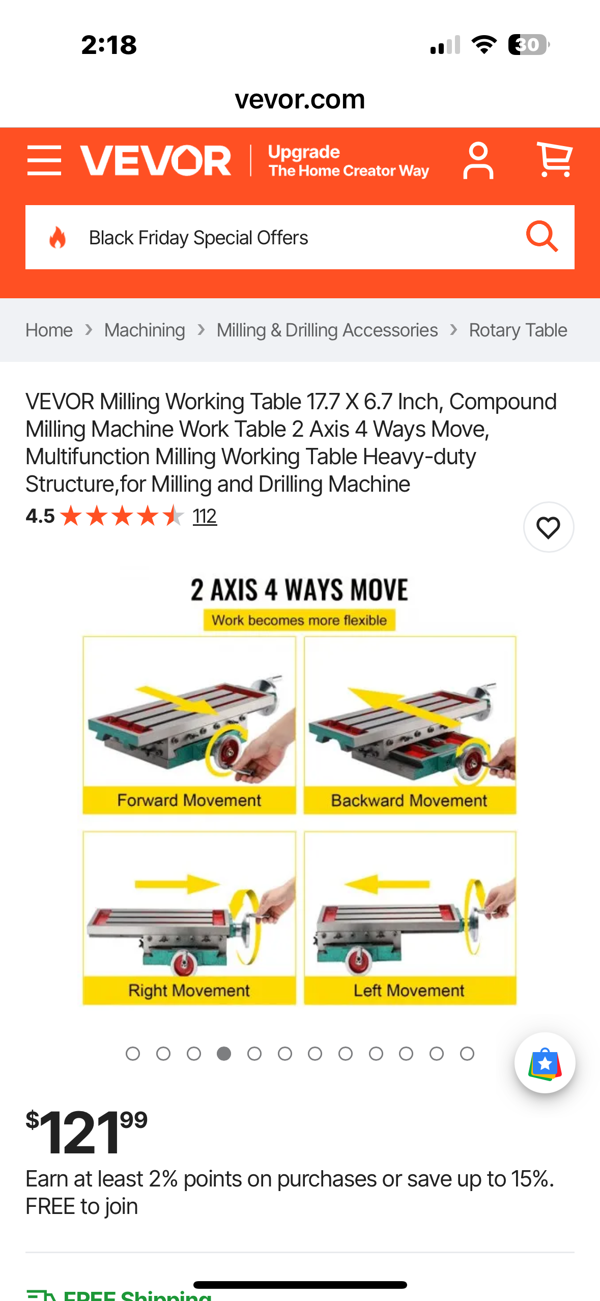 VEVOR Milling Working Table 17.7 X 6.7 Inch, Compound Milling Machine Work Table 2 Axis 4 Ways Move, Multifunction Milling Working Table Heavy-duty Structure, for Milling and Drilling Machine (G925)