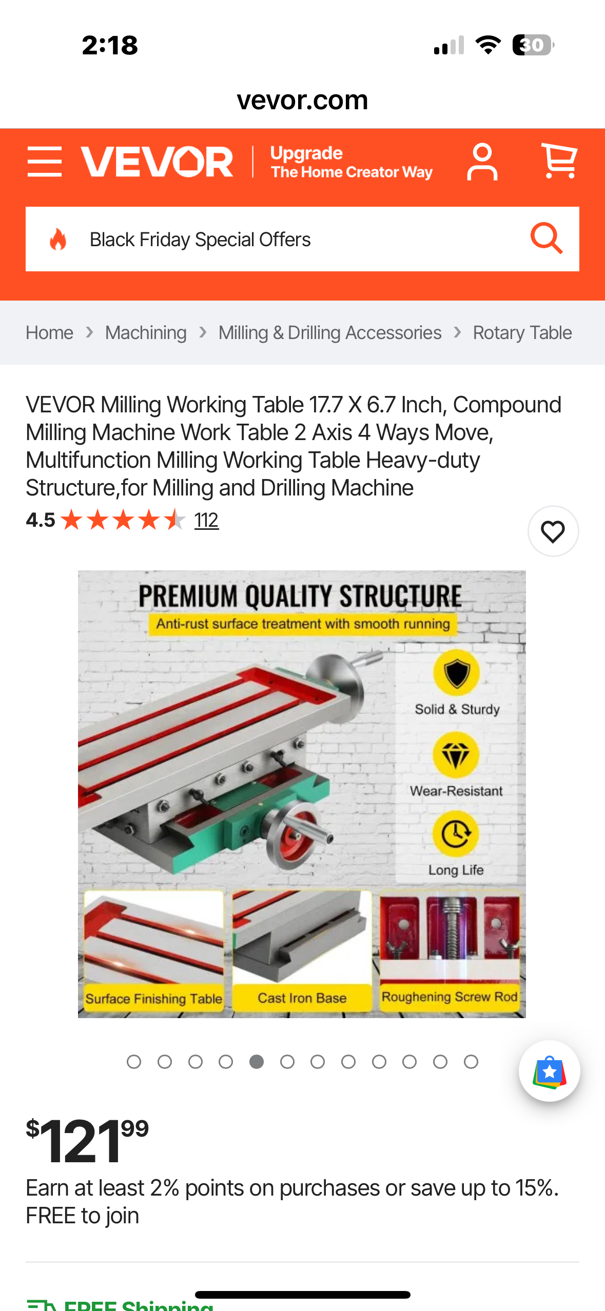 VEVOR Milling Working Table 17.7 X 6.7 Inch, Compound Milling Machine Work Table 2 Axis 4 Ways Move, Multifunction Milling Working Table Heavy-duty Structure, for Milling and Drilling Machine (G925)