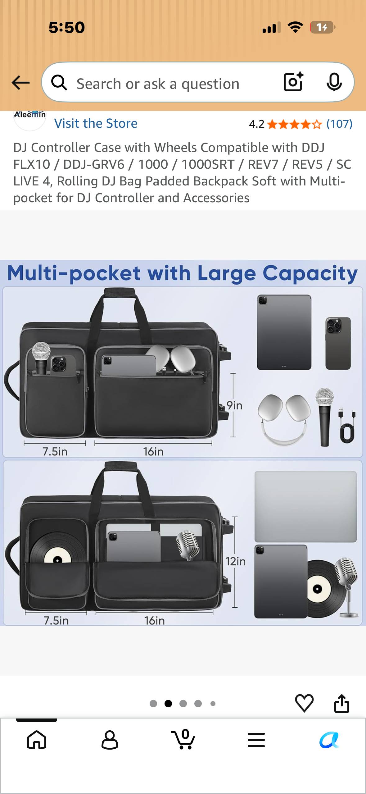 DJ Controller Case with Wheels, Rolling DJ Bag, Padded Backpack Soft with Multi-pocket for DJ Controller and Accessories