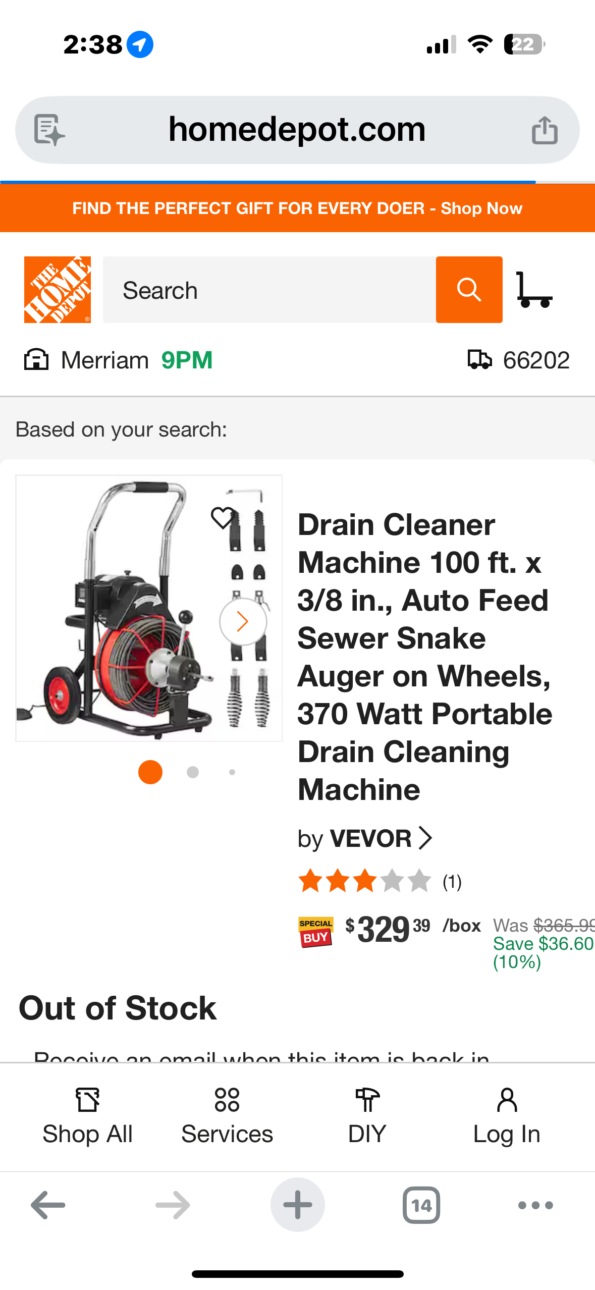 VEVOR Drain Cleaner Machine, 100 ft. x 3/8 in., Auto Feed Sewer Snake Auger on Wheels, 370 Watt Portable Drain Cleaning Machine Model GQ-1000 (G926)