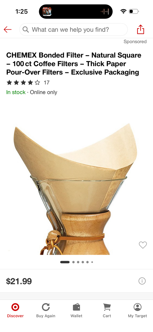 CHEMEX Bonded Filter - Natural Square - 100 ct Coffee Filters - Thick Paper Pour-Over Filters - Exclusive Packaging