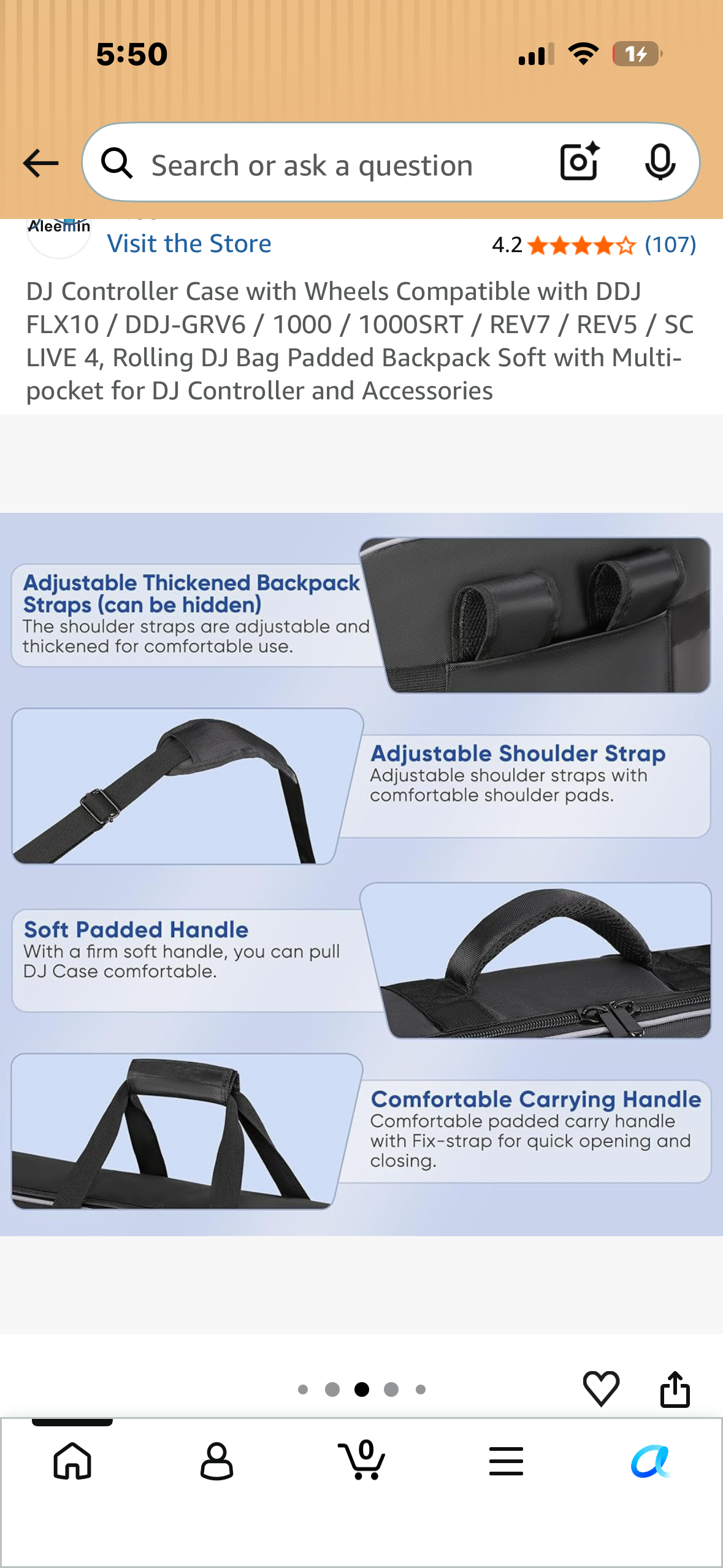 DJ Controller Case with Wheels, Rolling DJ Bag, Padded Backpack Soft with Multi-pocket for DJ Controller and Accessories