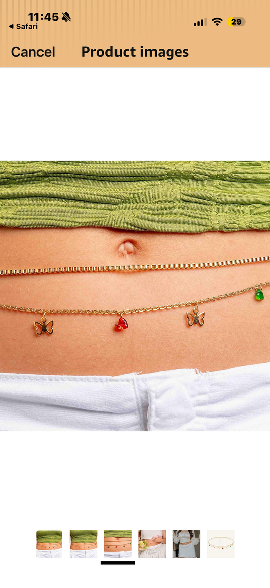 Gold Body Belly Chain for Women 14k Gold Waist Chains Boho Rhinestone Beach Adjustable Summer Belly Chain