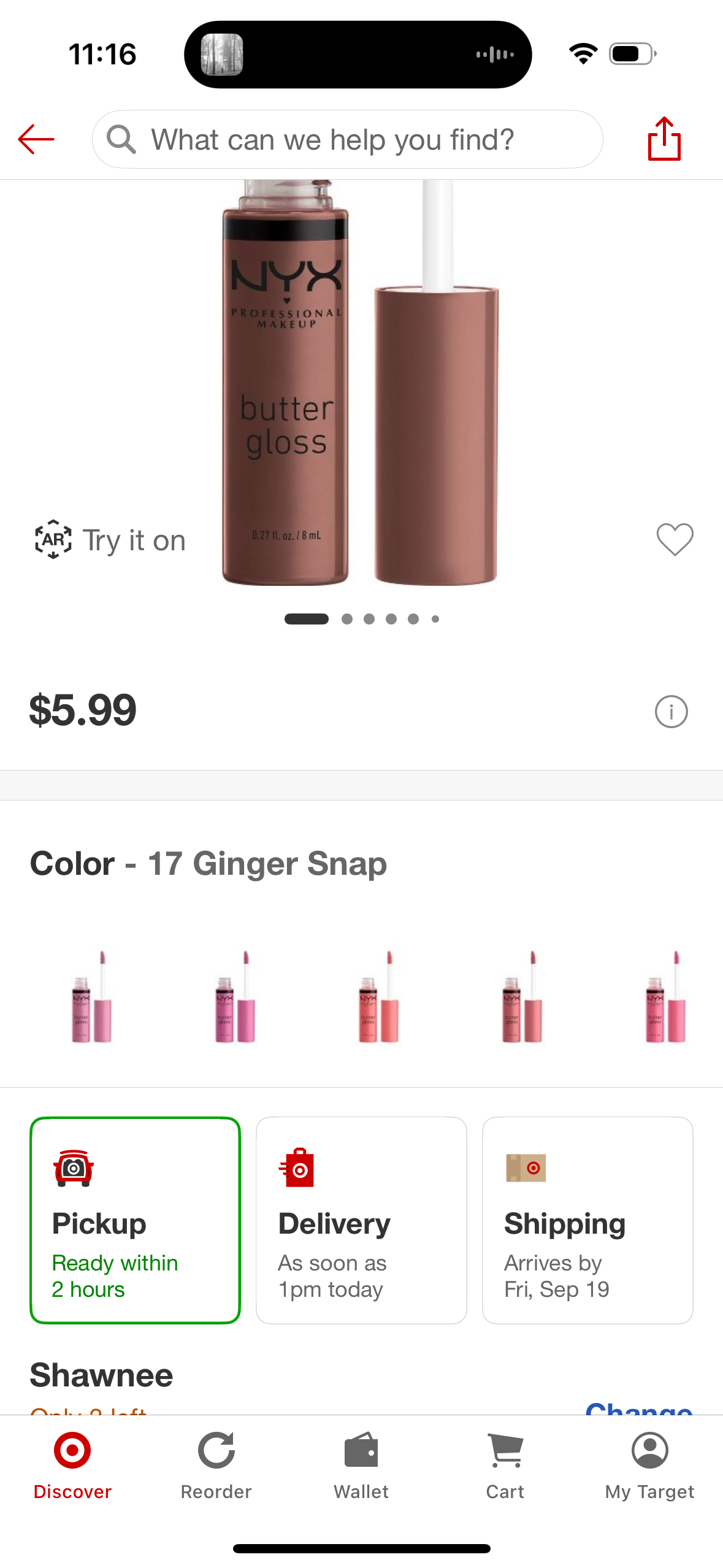 NYX Professional Makeup Butter Lip Gloss - 17 Ginger Snap - 0.27 fl oz
